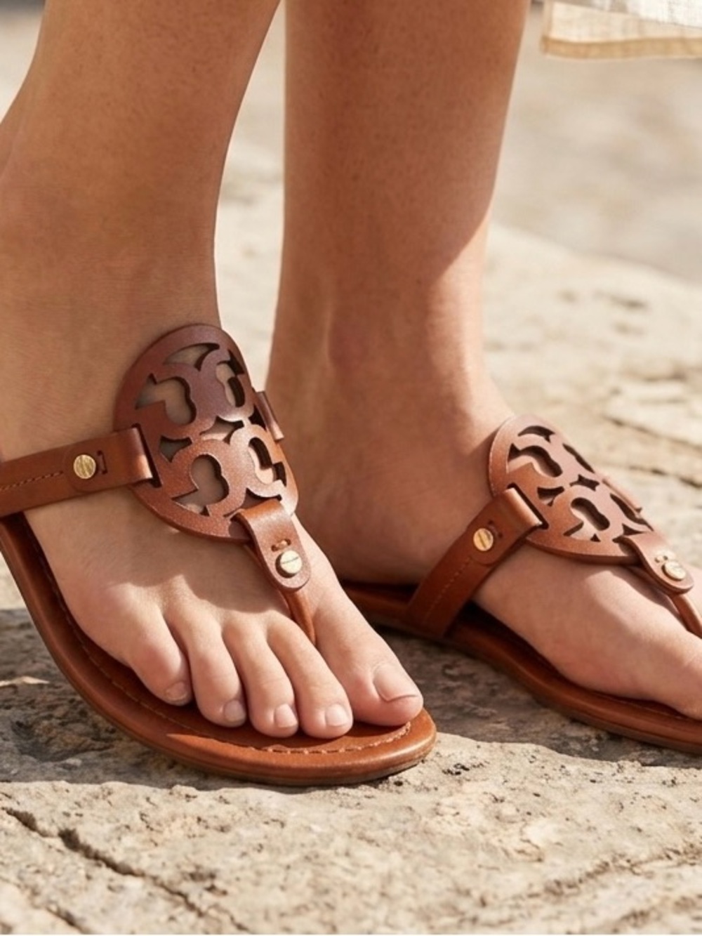Tory Burch Miller Leather Sandals in Royal Tan - Size 9 very good condition